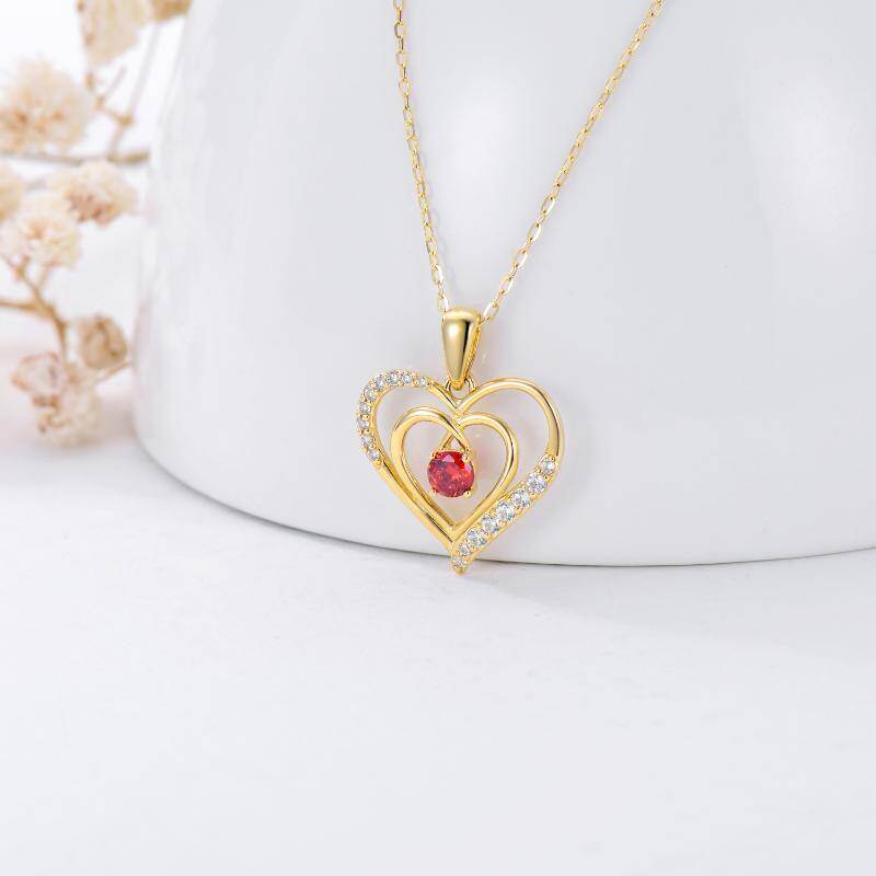 Collar con colgante de corazón de oro blanco de 10 quilates-3