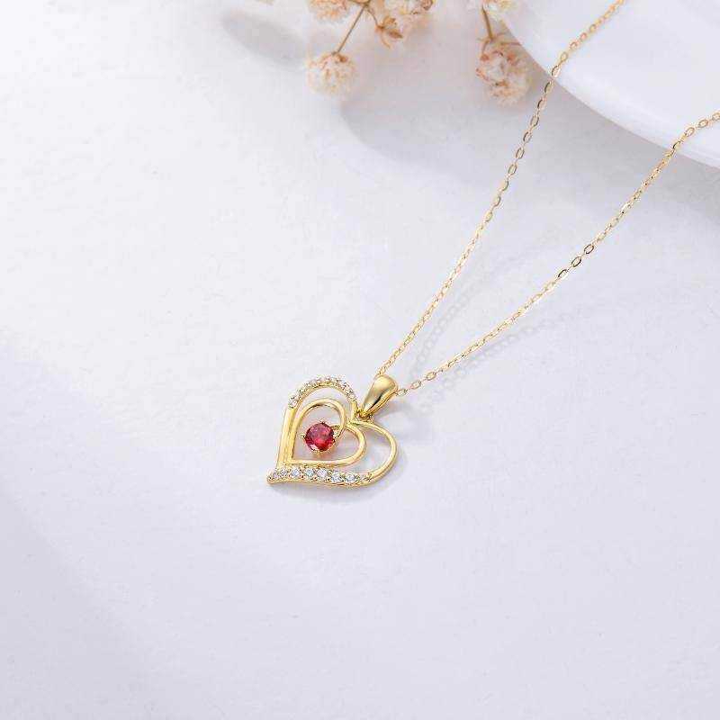 Collar con colgante de corazón de oro blanco de 10 quilates-4