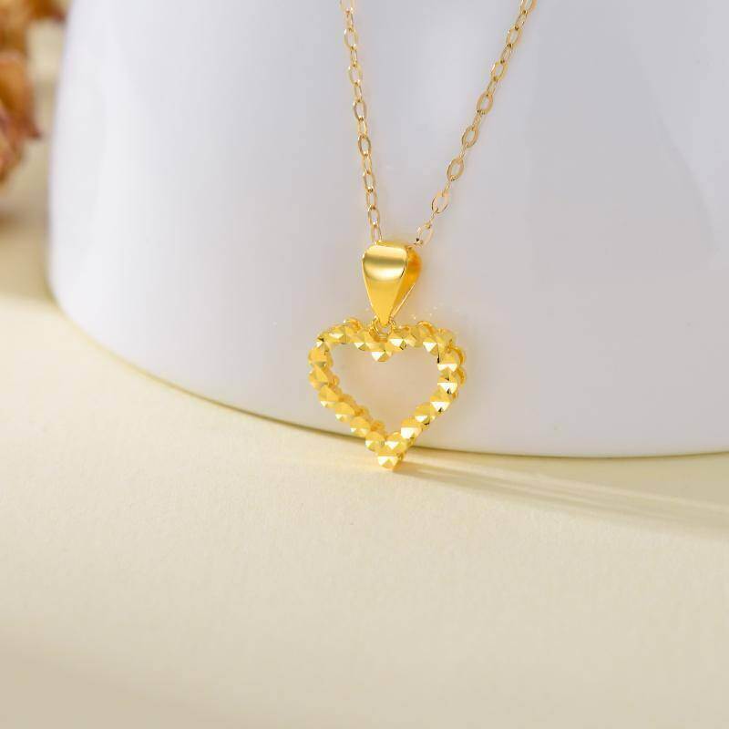 Collar con colgante de corazón de oro de 14 quilates-3