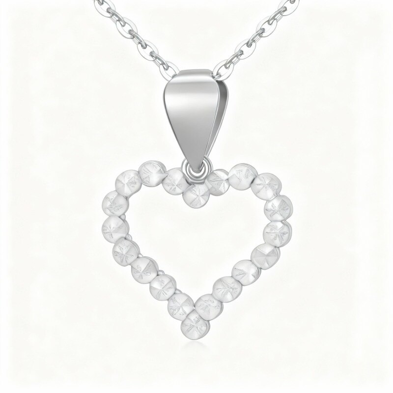 Collar con colgante de corazón de platino con baño de oro blanco-1