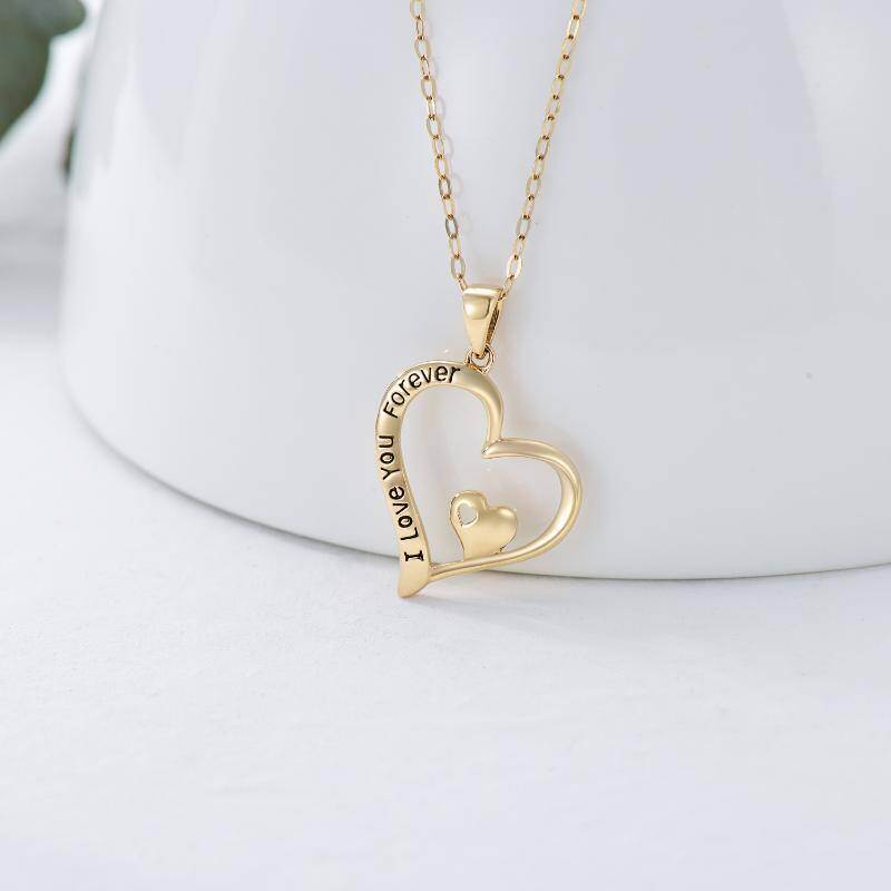 Collar con colgante de corazón de oro rosa de 18 quilates-3