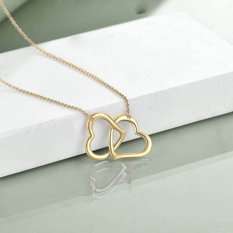 Collar con colgante de corazón de oro blanco de 18 quilates-3