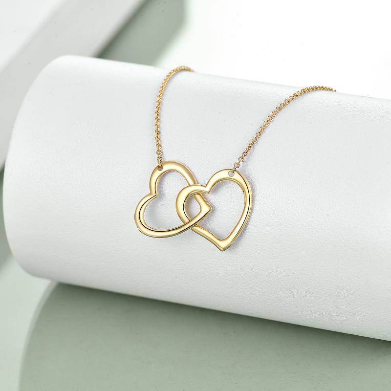 Collar con colgante de corazón de oro blanco de 18 quilates-4