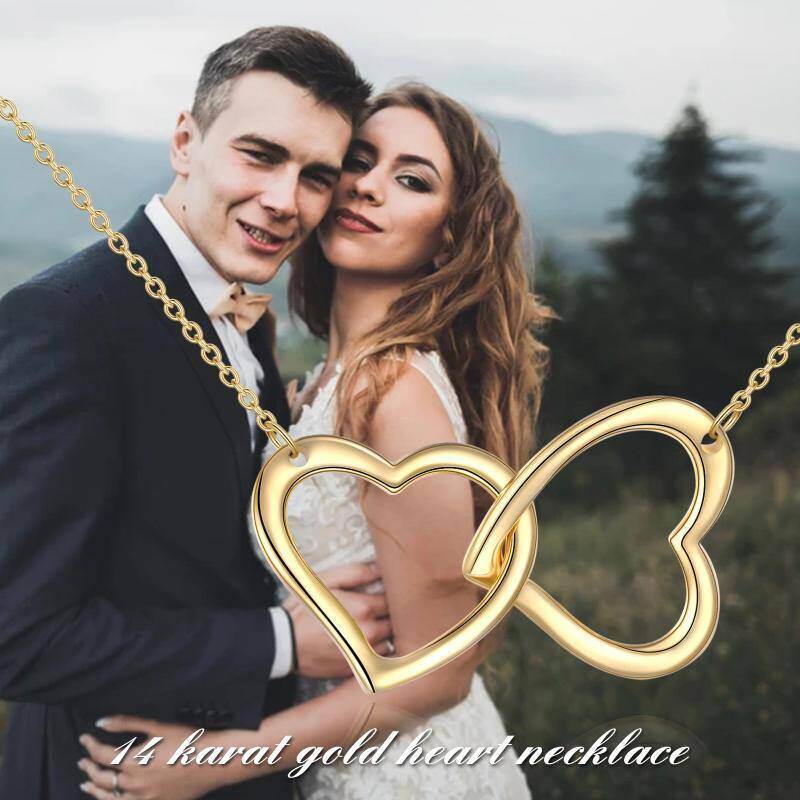 Collar con colgante de corazón de oro blanco de 18 quilates-6