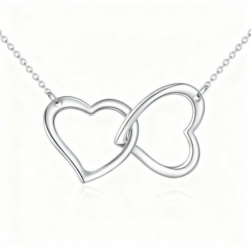 Collar con colgante de corazón de oro blanco de 18 quilates-1