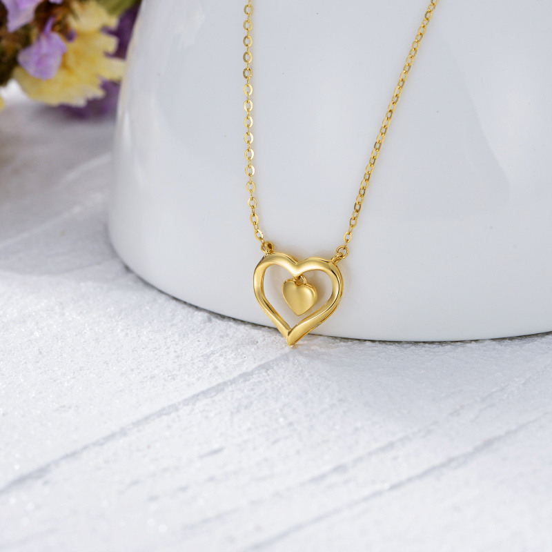 10K Gold Heart Pendant Necklace-4