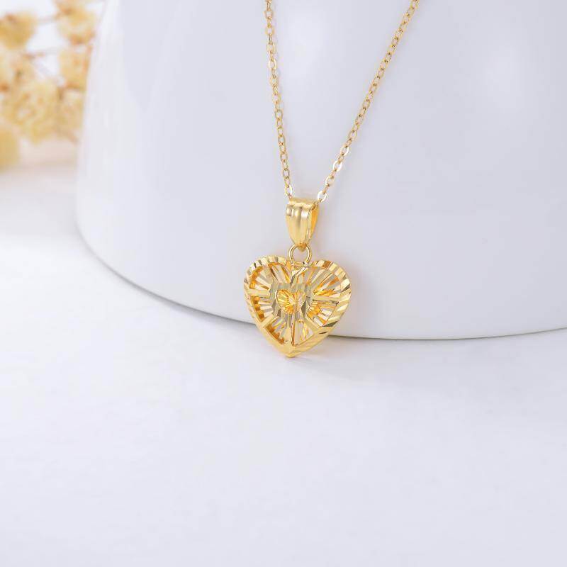 18K Gold Heart Pendant Necklace-3