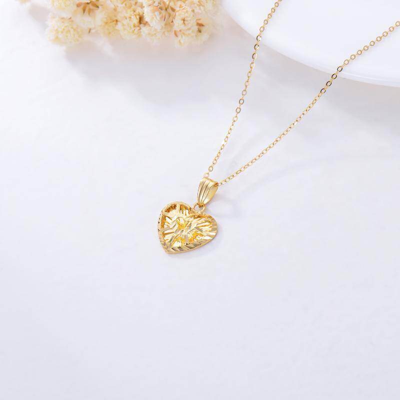 18K Gold Heart Pendant Necklace-5