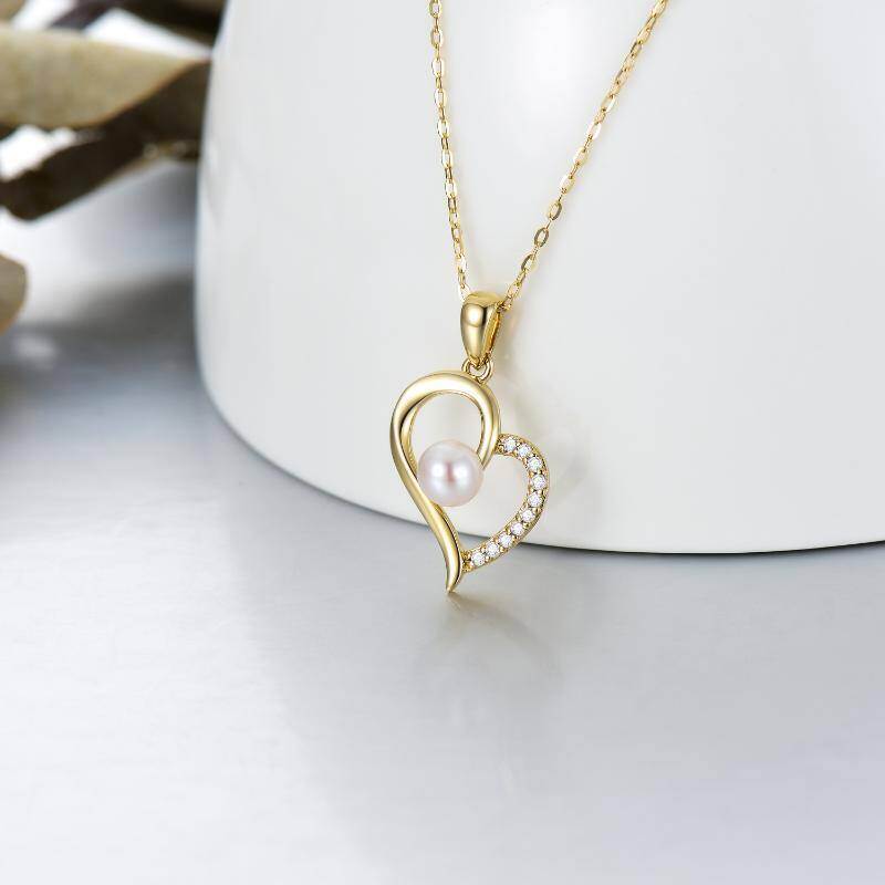 Collar con colgante de corazón de oro rosa de 18 quilates-3