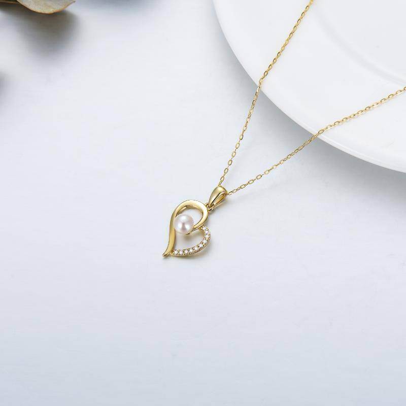 Collar con colgante de corazón de oro rosa de 18 quilates-4