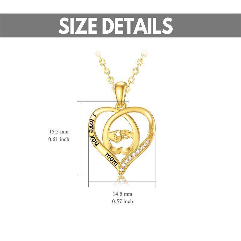 Collar con colgante de corazón de oro rosa de 14 quilates con palabra grabada-5
