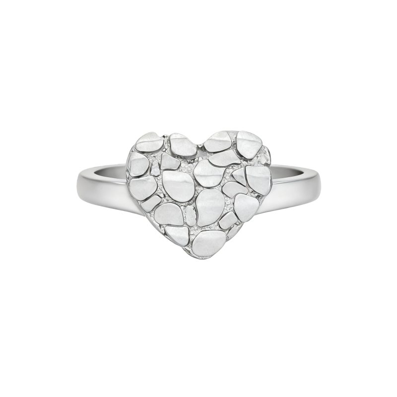 Anillo de corazón de oro blanco de 10 quilates-7