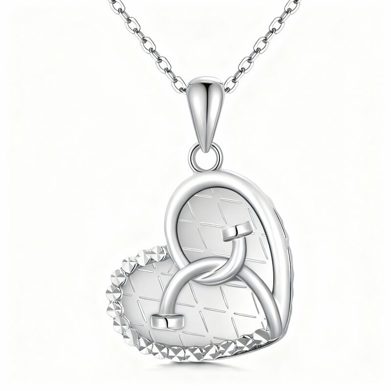 Collar con colgante de corazón y estetoscopio en oro blanco de 18 quilates-1