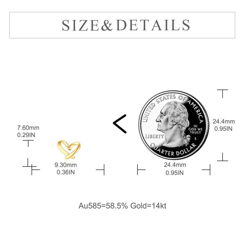 14K White Gold Heart Stud Earrings-4