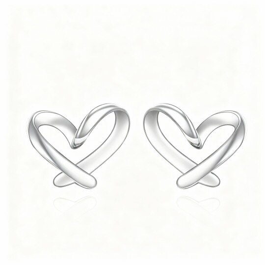 Pendientes de corazón de oro blanco de 10 quilates