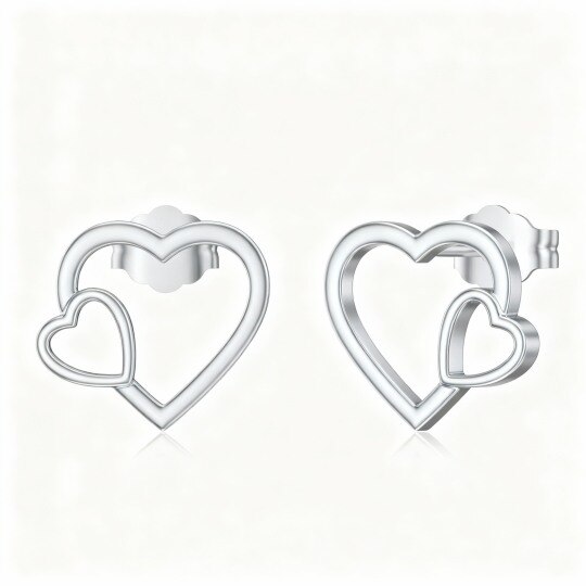 Pendientes de corazón de oro blanco de 10 quilates