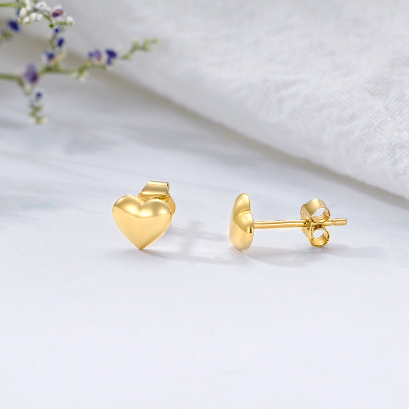 Pendientes de corazón de oro de 18 quilates-6