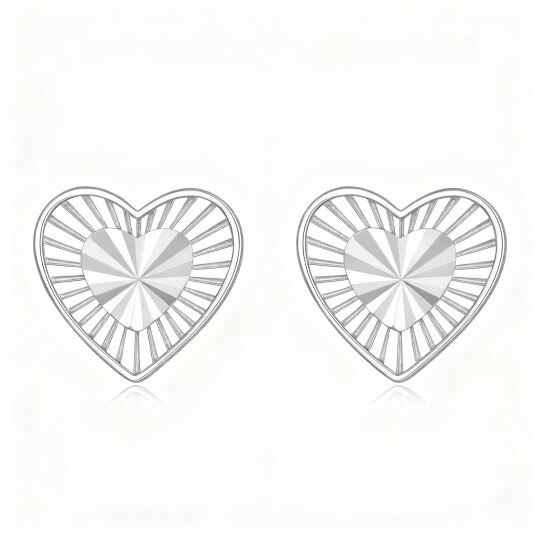 10K White Gold Heart Stud Earrings