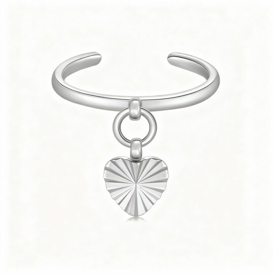 10K White Gold Heart Toe Ring