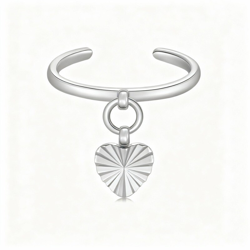 Bague d'orteil en forme de cœur en or blanc 10 carats-12