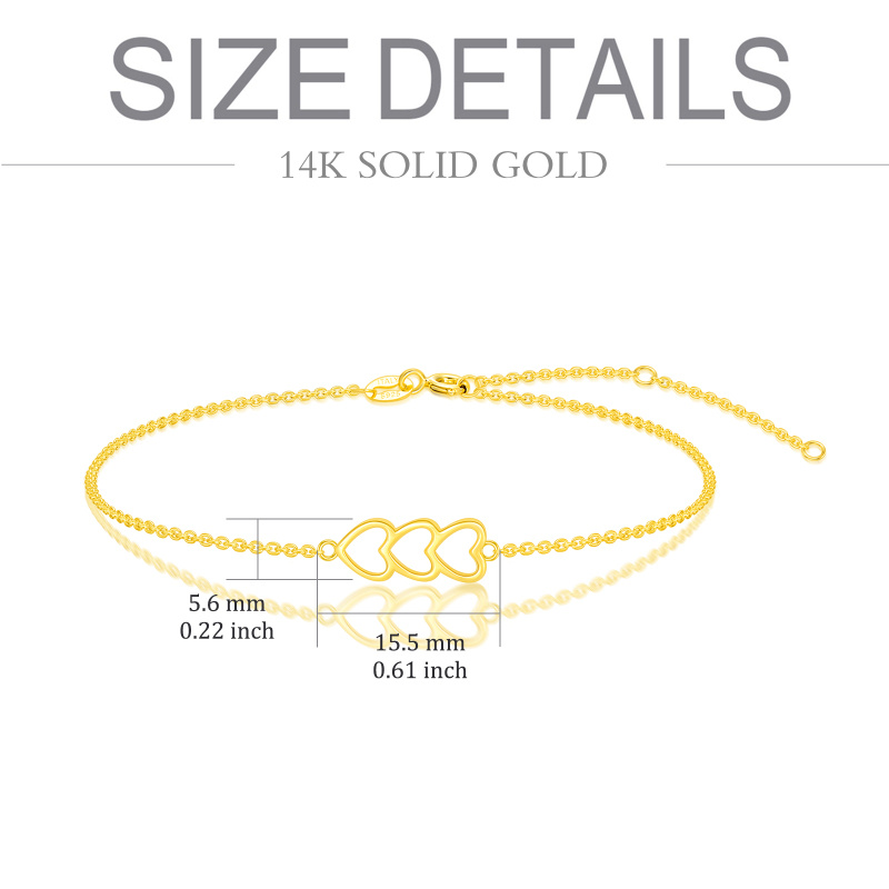 Pulsera de oro rosa de 14 quilates con dije de corazón y corazón-5