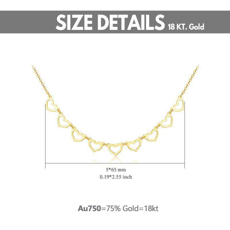 18K White Gold Heart With Heart Metal Choker Necklace-6