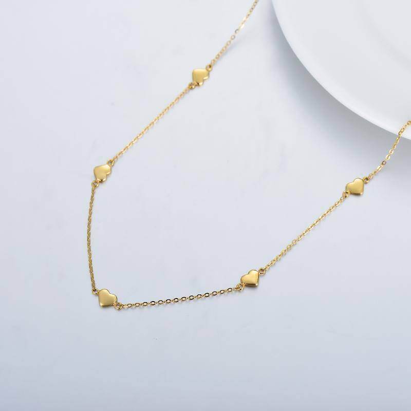 Collar con colgante de corazón en oro rosa de 18 quilates-3
