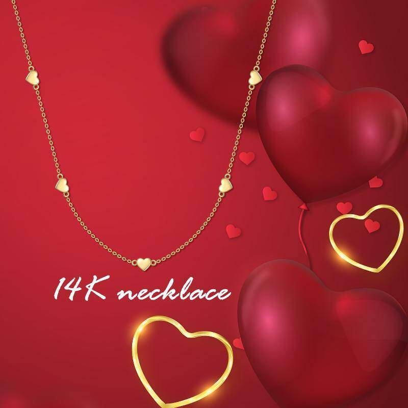 Collar con colgante de corazón en oro rosa de 18 quilates-4