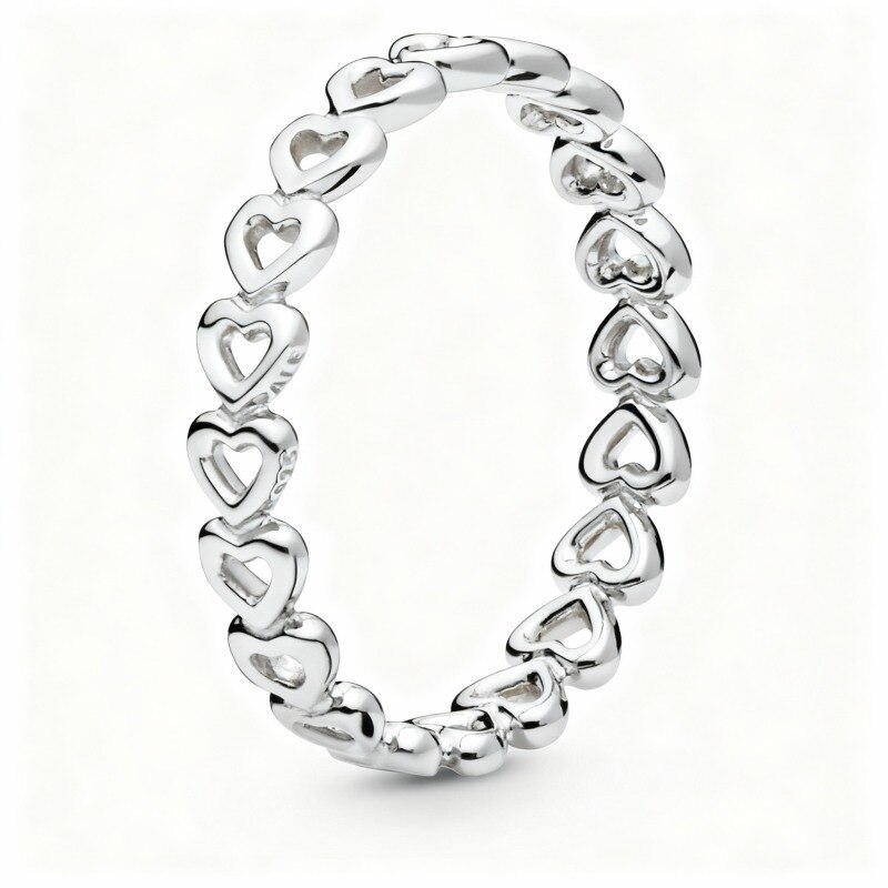 Bague en or blanc 10 carats en forme de cœur-16