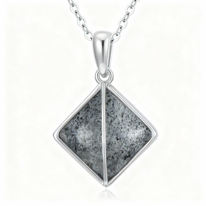 14K White Gold Herkimer Diamond Pendant Necklace-1