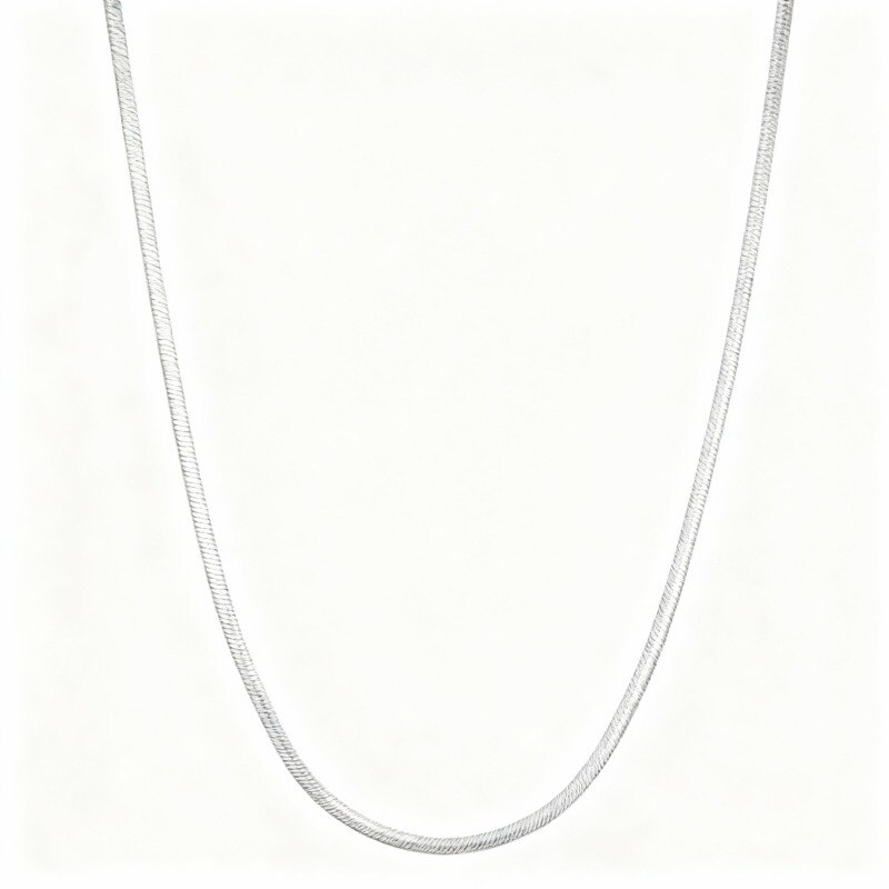 Platinum with White Gold Plated Herringbone Chain Necklace-1