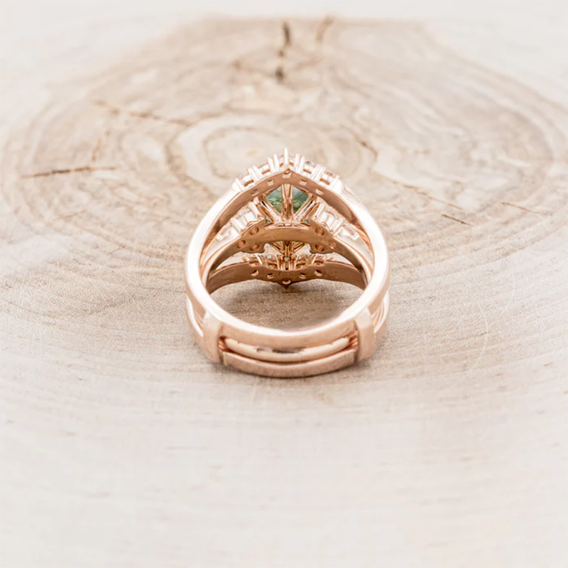 Anillo de compromiso de ágata musgosa tallada hexagonal en oro de 10 quilates-6