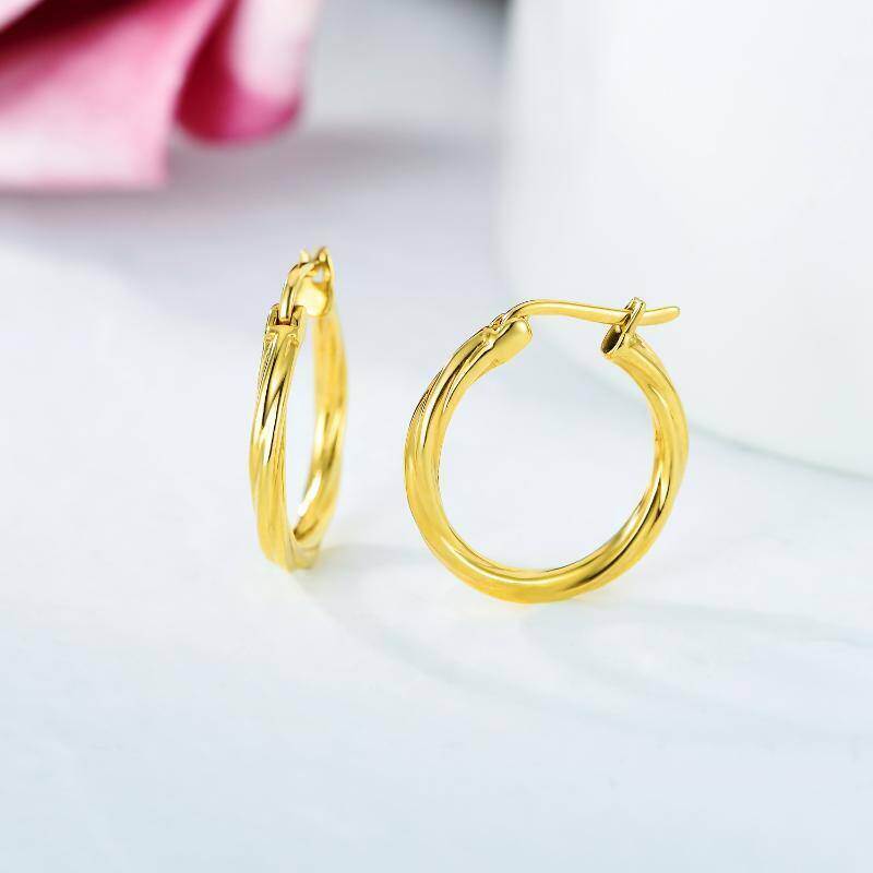 Pendientes de aro de oro blanco de 10 quilates-4