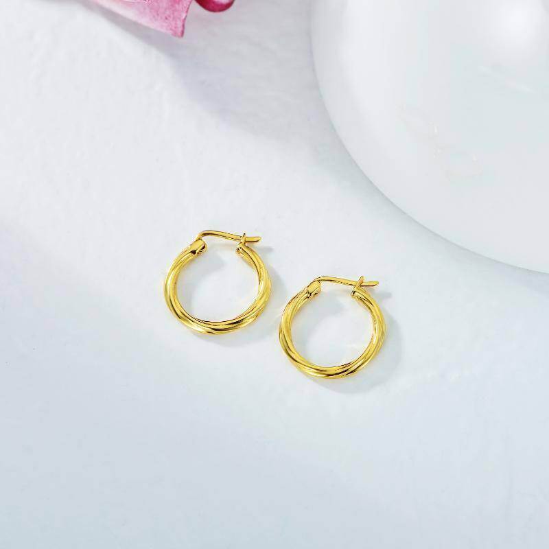 Pendientes de aro de oro blanco de 10 quilates-5