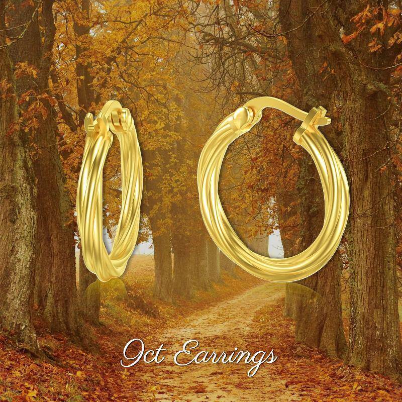 Pendientes de aro de oro blanco de 10 quilates-6