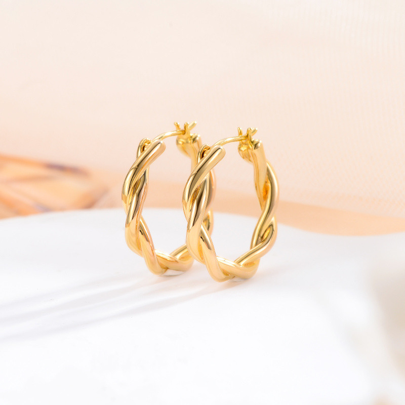 Pendientes de aro de oro de 18 quilates-4