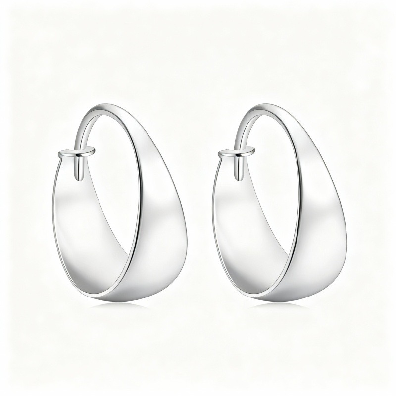 Boucles d'oreilles créoles en or blanc 18 carats-1