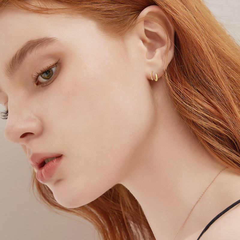 Pendientes de aro de oro rosa de 10 quilates-2