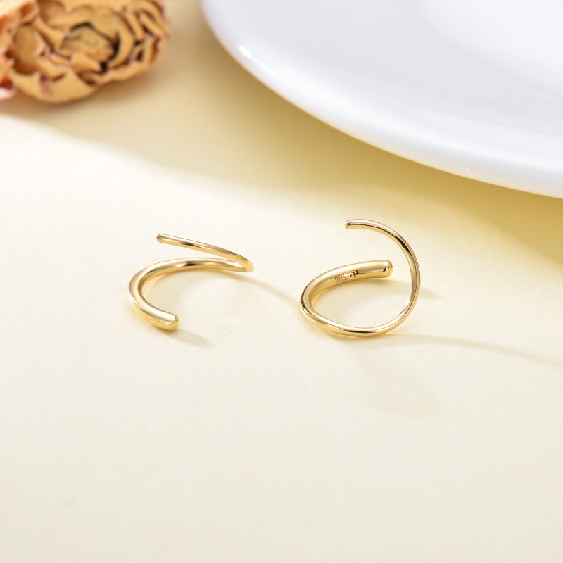 Pendientes de aro de oro rosa de 10 quilates-3