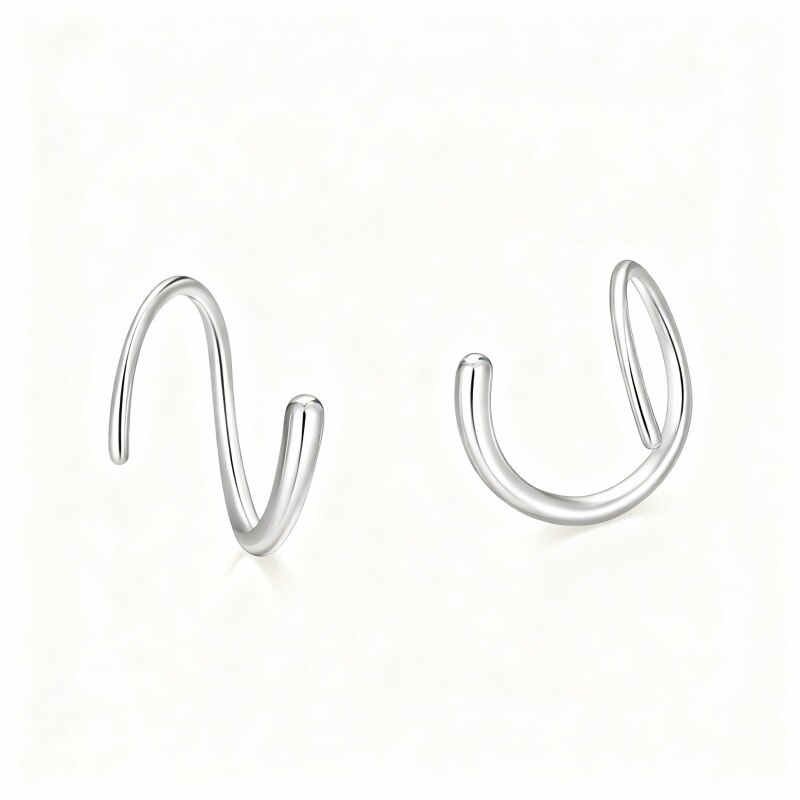Pendientes de aro de oro blanco de 18 quilates-1