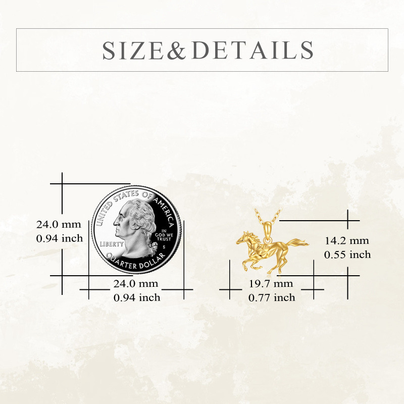 Collier pendentif cheval en or blanc 14 carats-4