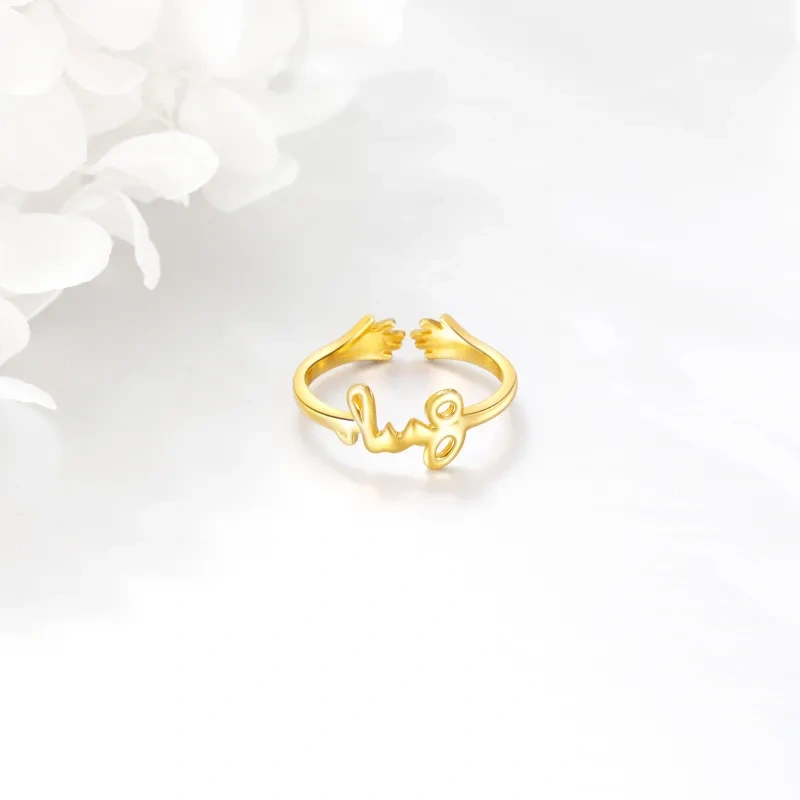 Anillo abierto tipo abrazo de oro de 10 quilates-3