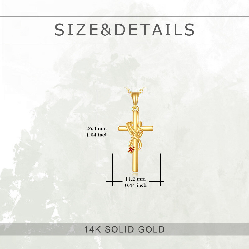 Halskette aus 14-karätigem Gold mit Kreuz, Kolibri und Lilie für Damen-5
