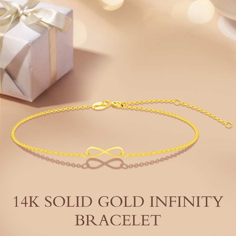 Pulsera con dije del símbolo del infinito en oro de 10 quilates-6