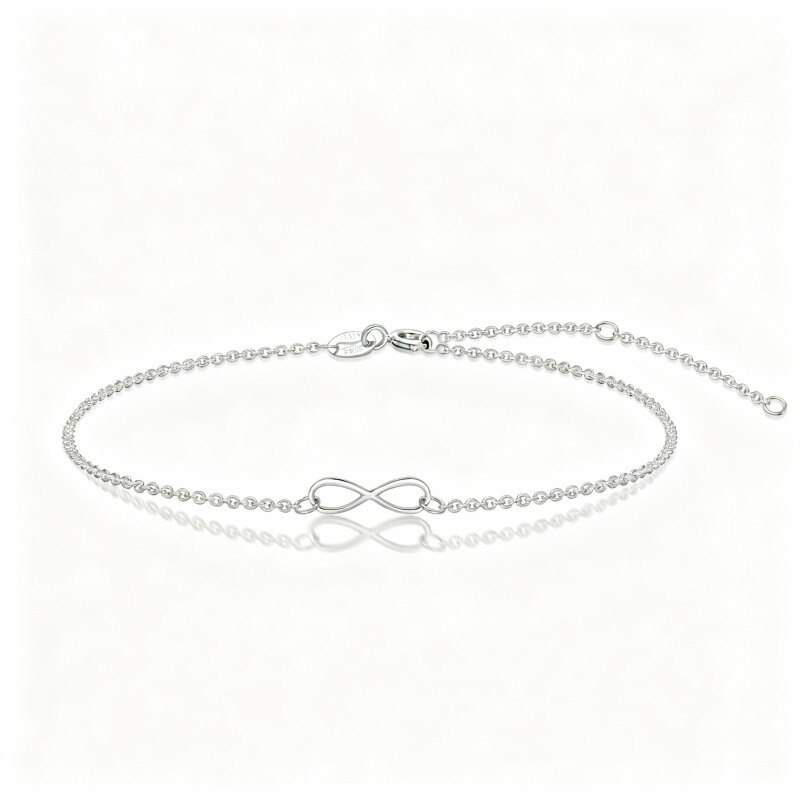 Pulsera de platino con dije de símbolo de infinito chapada en oro blanco-1