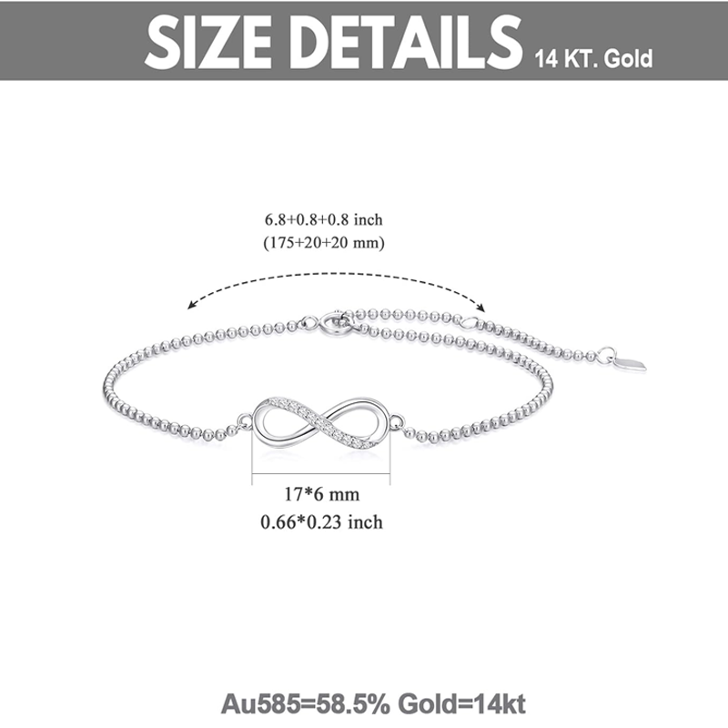 Armband mit Unendlichkeitssymbol aus 18-karätigem Weißgold für Damen-4