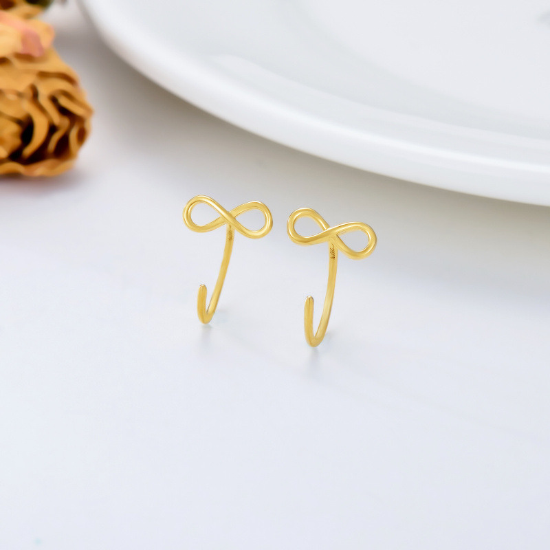 Pendientes colgantes con el símbolo del infinito en oro rosa de 10 quilates-3