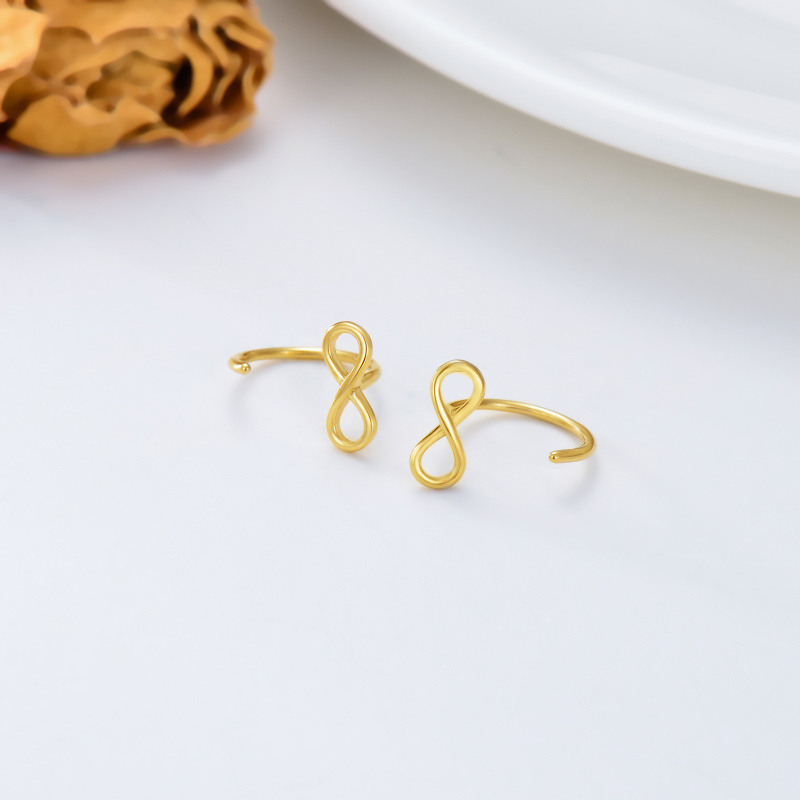 Pendientes colgantes con el símbolo del infinito en oro rosa de 10 quilates-4