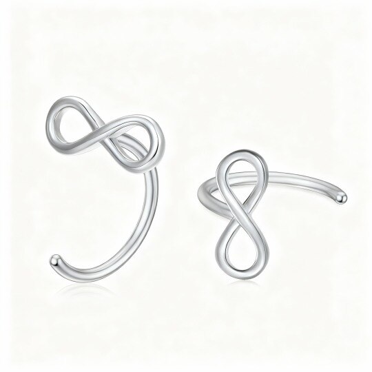Pendientes colgantes con el símbolo del infinito en oro blanco de 10 quilates