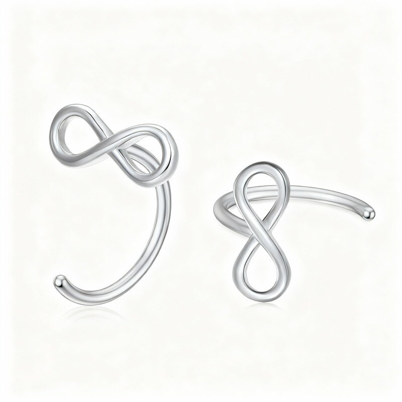 Pendientes colgantes con símbolo de infinito en platino con baño de oro blanco-1